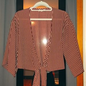 Striped tie front top